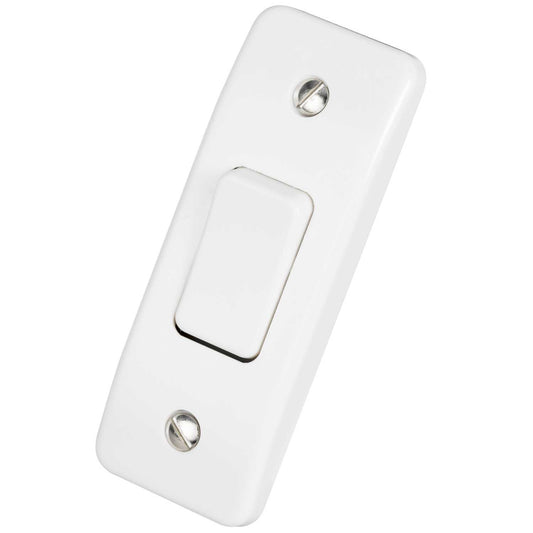 MK Logic Plus 10A SP 1 Gang 2 Way Architrave Switch White