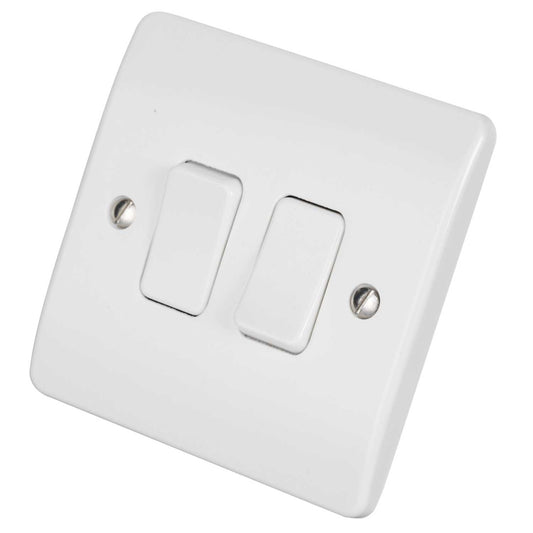 MK Logic Plus 10A 2 Gang 2 Way Light Switch White