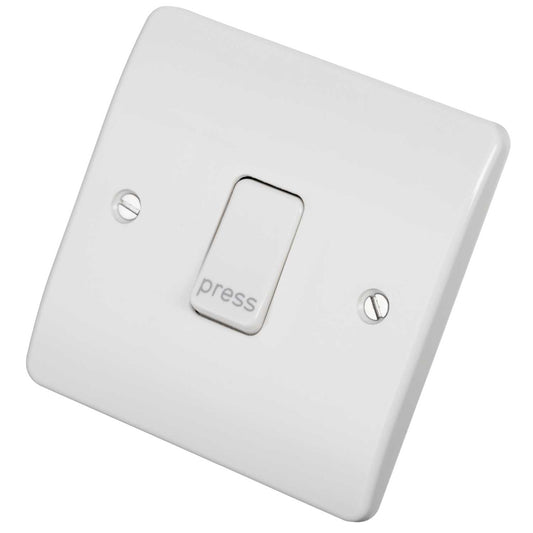 MK Logic Plus 10A 1 Gang 2 Way Press Switch White