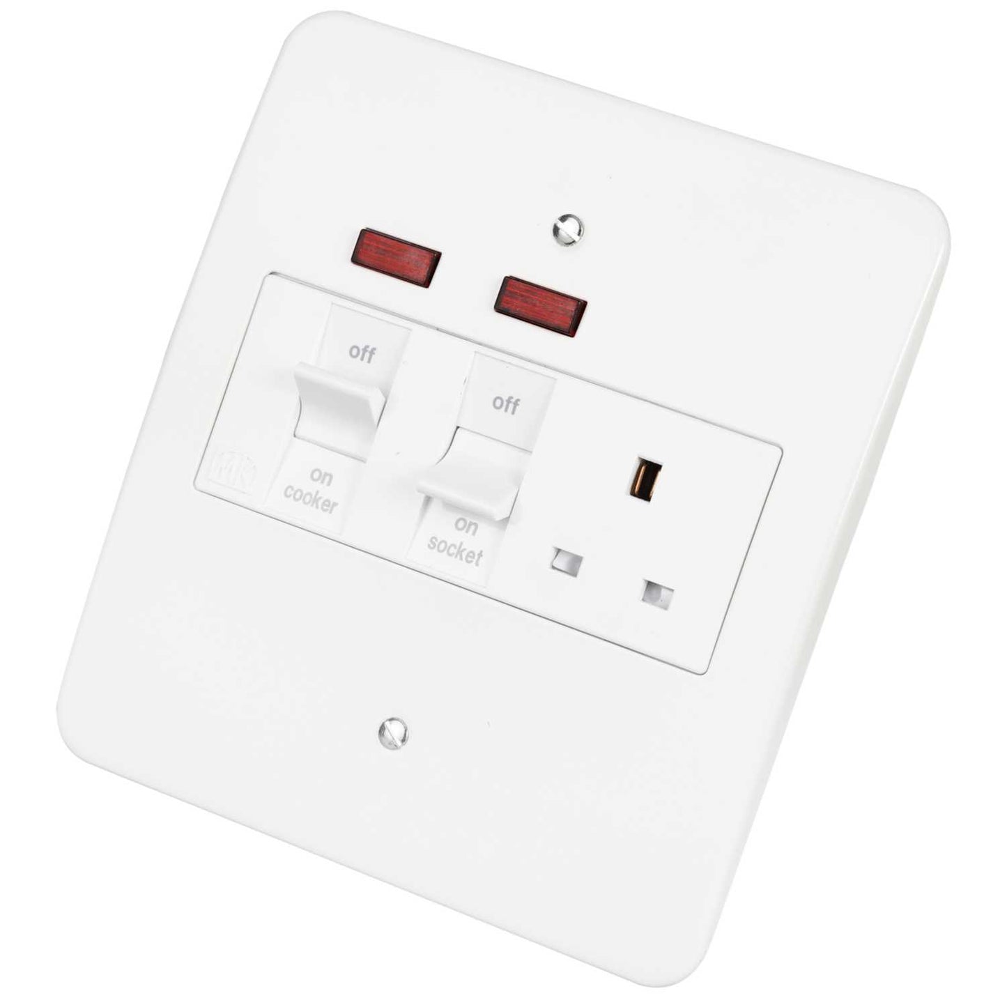 MK Logic Plus 45A DP Cooker Control Unit with Neon White Metal Flush