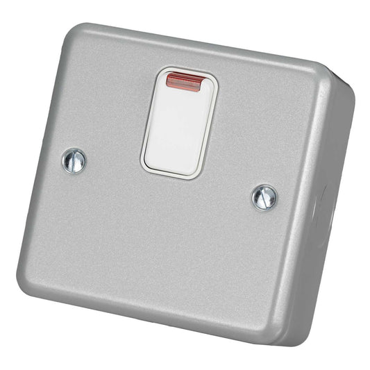 MK Metalclad Plus 20A DP 1 Gang Switch with Neon Metal Clad