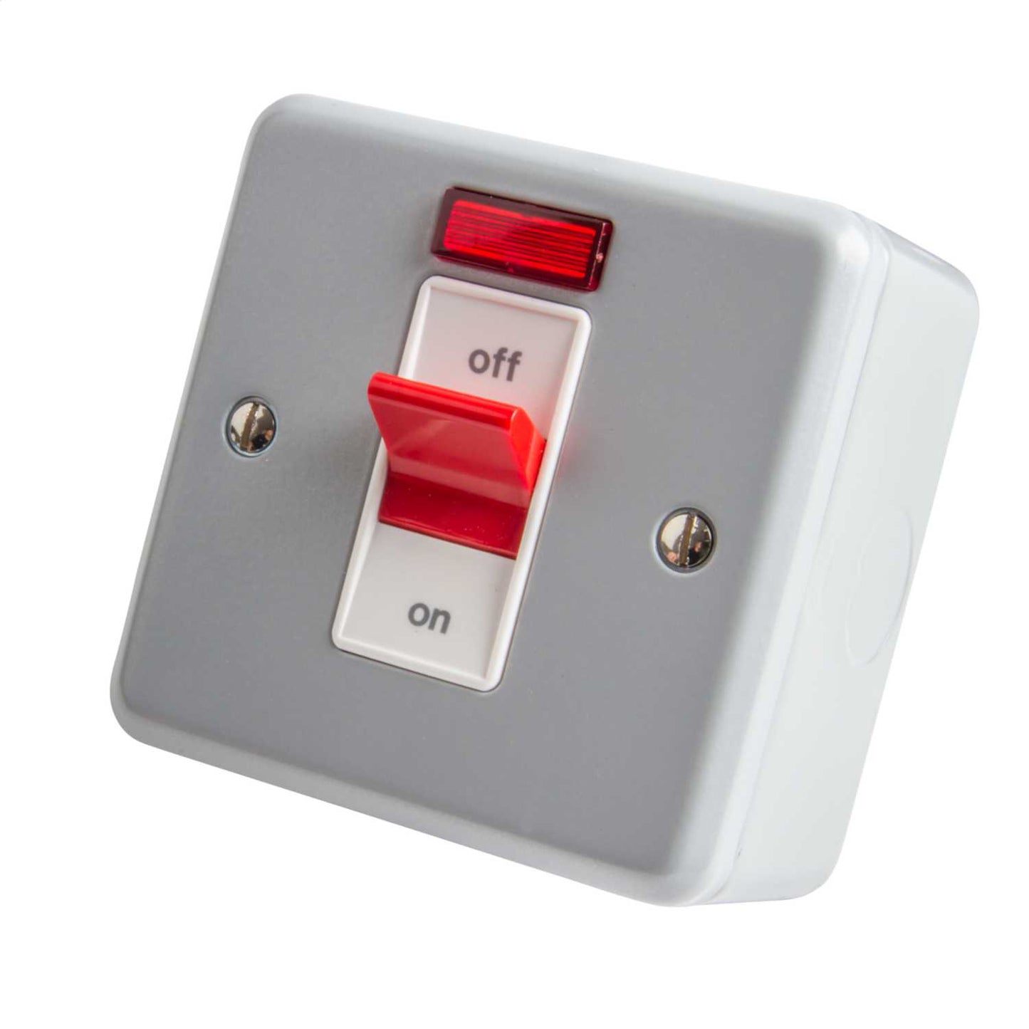 MK Metalclad Plus 32A DP 1 Gang Switch with Neon Metal Clad