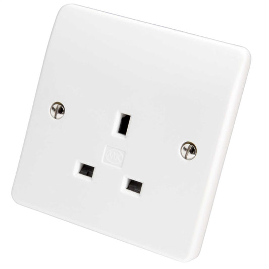 MK Logic Plus 13A 1 Gang Unswitched Socket White