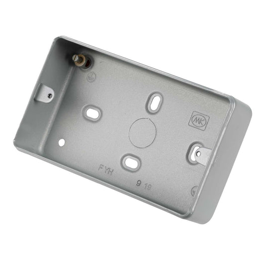 MK Metalclad Plus 2 Gang 40mm Surface Mounting Box Metal Clad with Knockouts