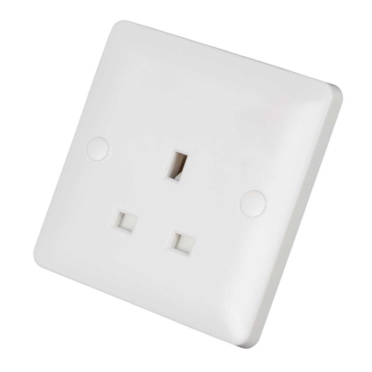 MK Base 13A 1 Gang Unswitched Socket White