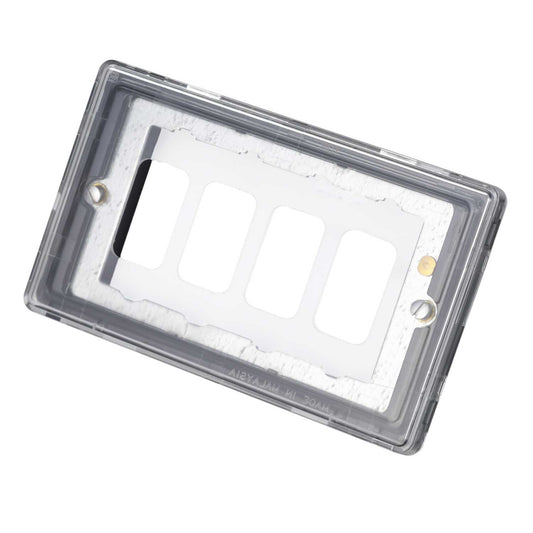 MK Dimensions 2 Gang 4 Module Grid Mounting Frame Black