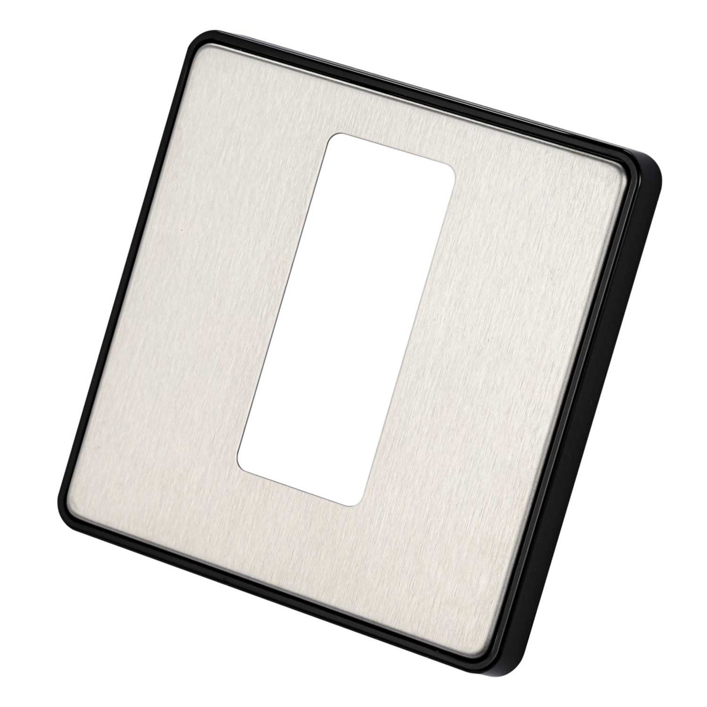 MK Dimensions 1 Gang 32A DP Switch with Neon Front Plate Black Insert Brushed Stainless Steel