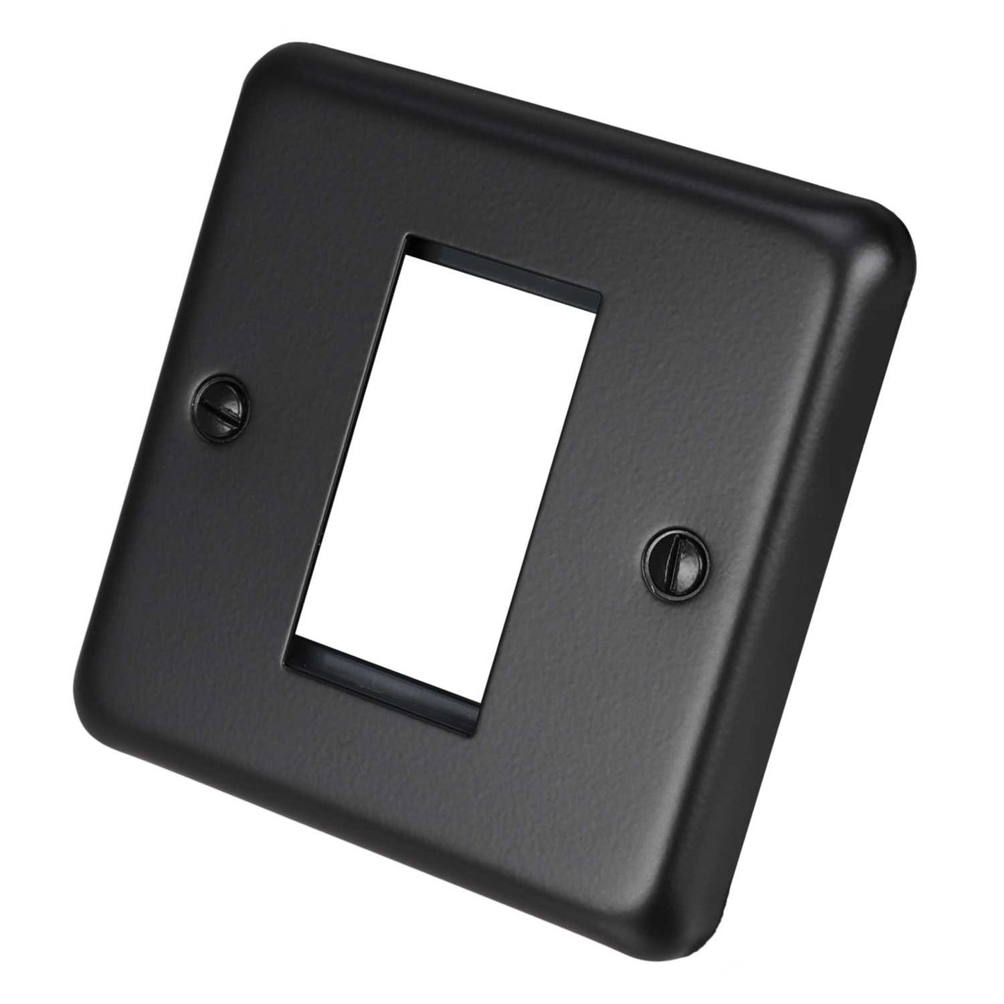 MK Albany Plus 1 Gang 1 Euro Module Front Plate Matt Black