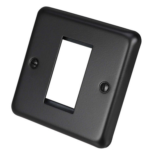 MK Albany Plus 1 Gang 1 Euro Module Front Plate Matt Black