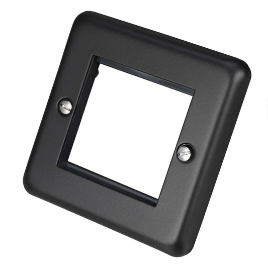 MK Albany Plus 1 Gang 2 Euro Module Front Plate Matt Black