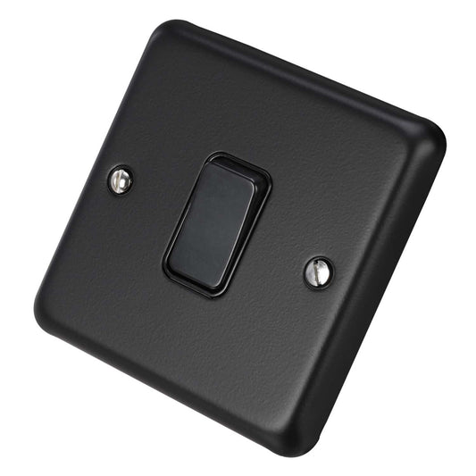MK Albany Plus 10A 1 Gang 2 Way Light Switch Matt Black