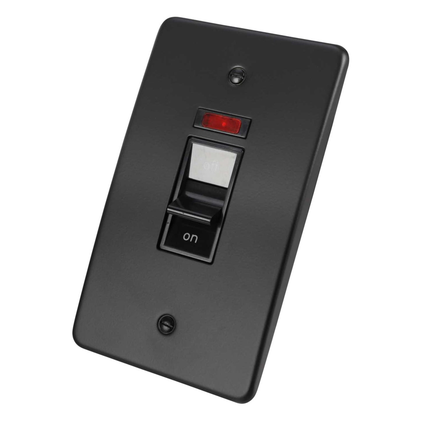 MK Albany Plus 50A DP 2 Gang Vertical Switch with Neon Matt Black