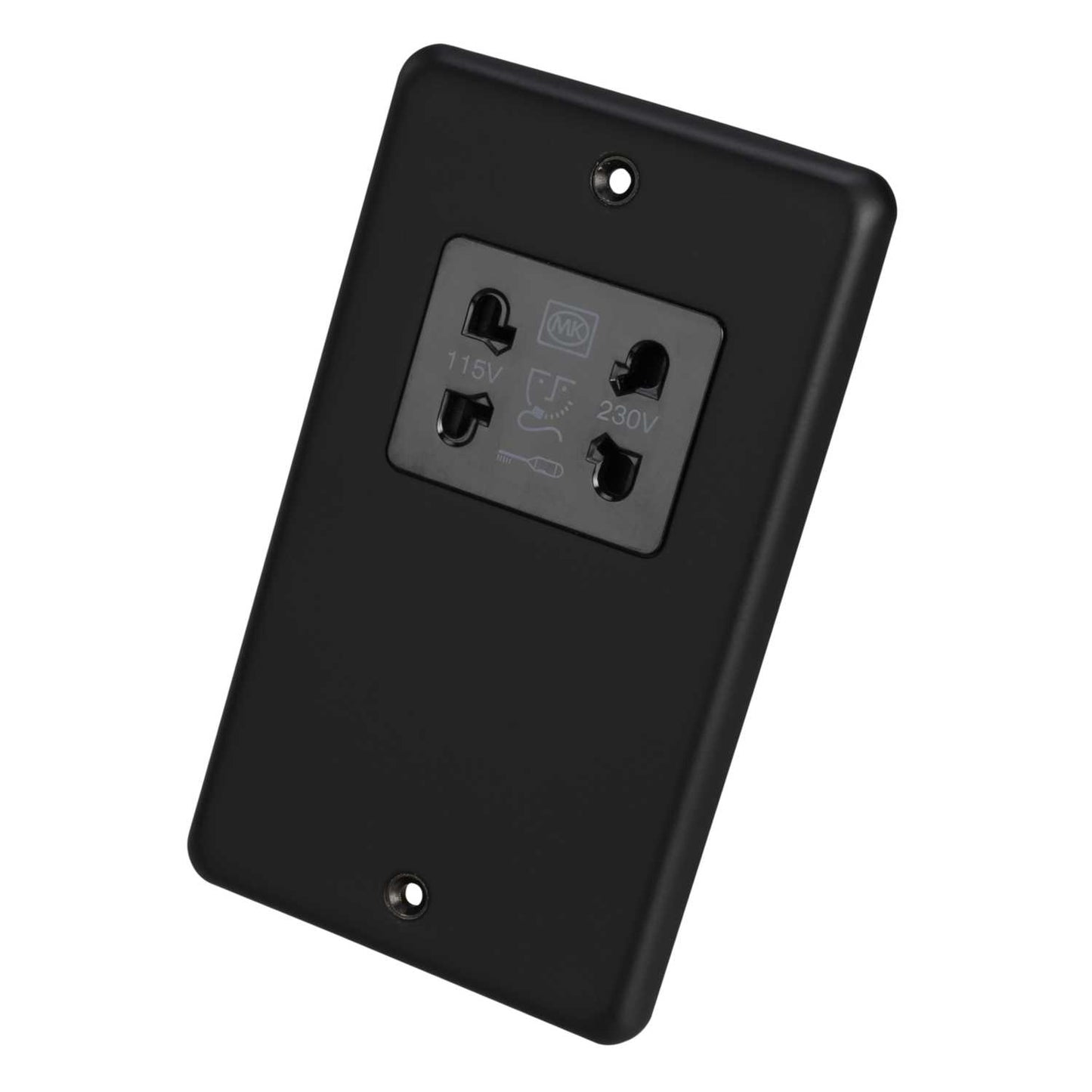 MK Albany Plus 115 / 230V Dual Voltage Shaver Socket Matt Black