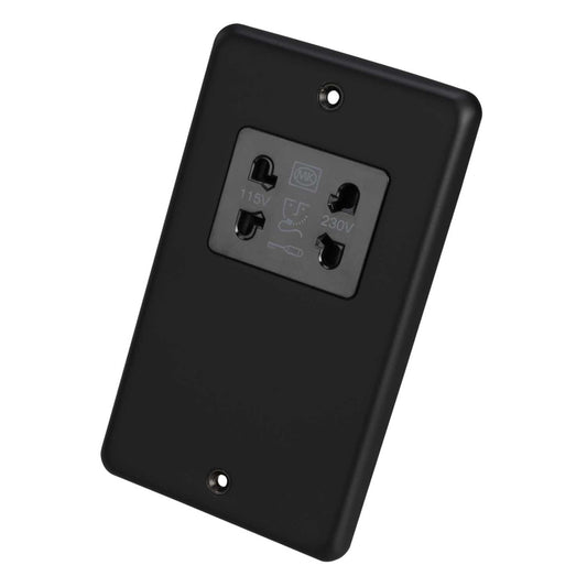 MK Albany Plus 115 / 230V Dual Voltage Shaver Socket Matt Black