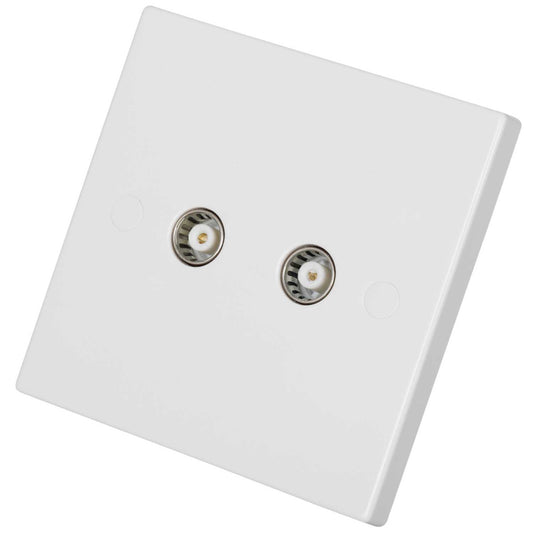 Knightsbridge 1 Gang Twin Coaxial Socket White