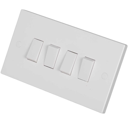 Knightsbridge 10A 4 Gang 2 Way Light Switch White