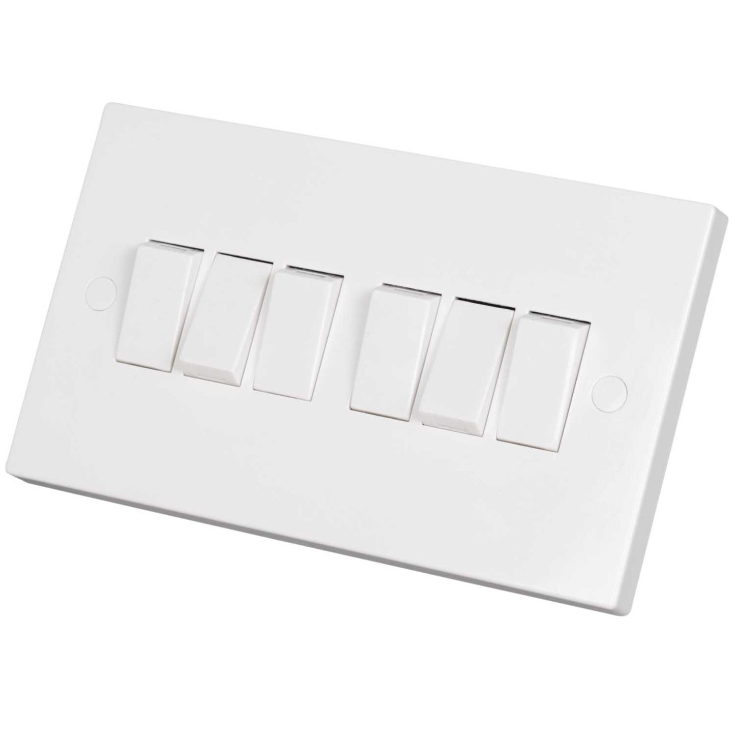 Knightsbridge 10A 6 Gang 2 Way Light Switch White