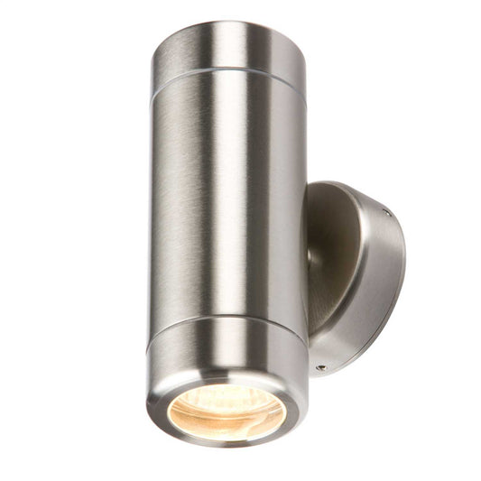 Knightsbridge 35W GU10 2 Light Wall Fitting Stainless Steel Standard Gauge