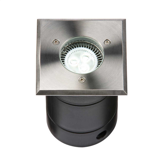 Knightsbridge Wsguled GU10 Square Drive / Walk Over Stainless Steel Ground Light