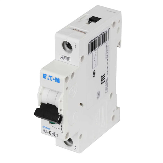 Moeller FAZ6-C50/1 50A Single Pole 6kA C Curve MCB