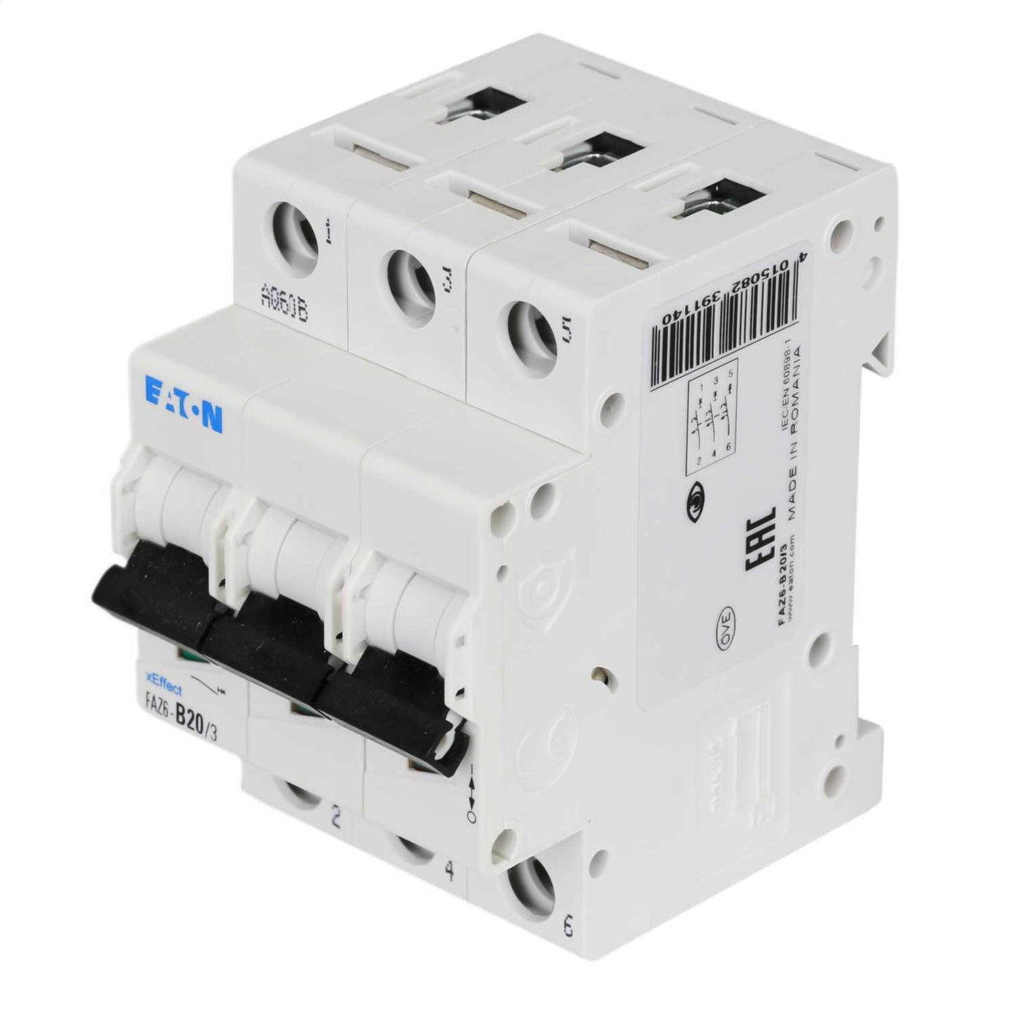 Moeller FAZ6-B20/3 20A Triple Pole 6kA B Curve MCB