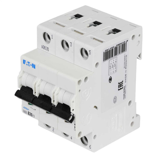 Moeller FAZ6-B20/3 20A Triple Pole 6kA B Curve MCB