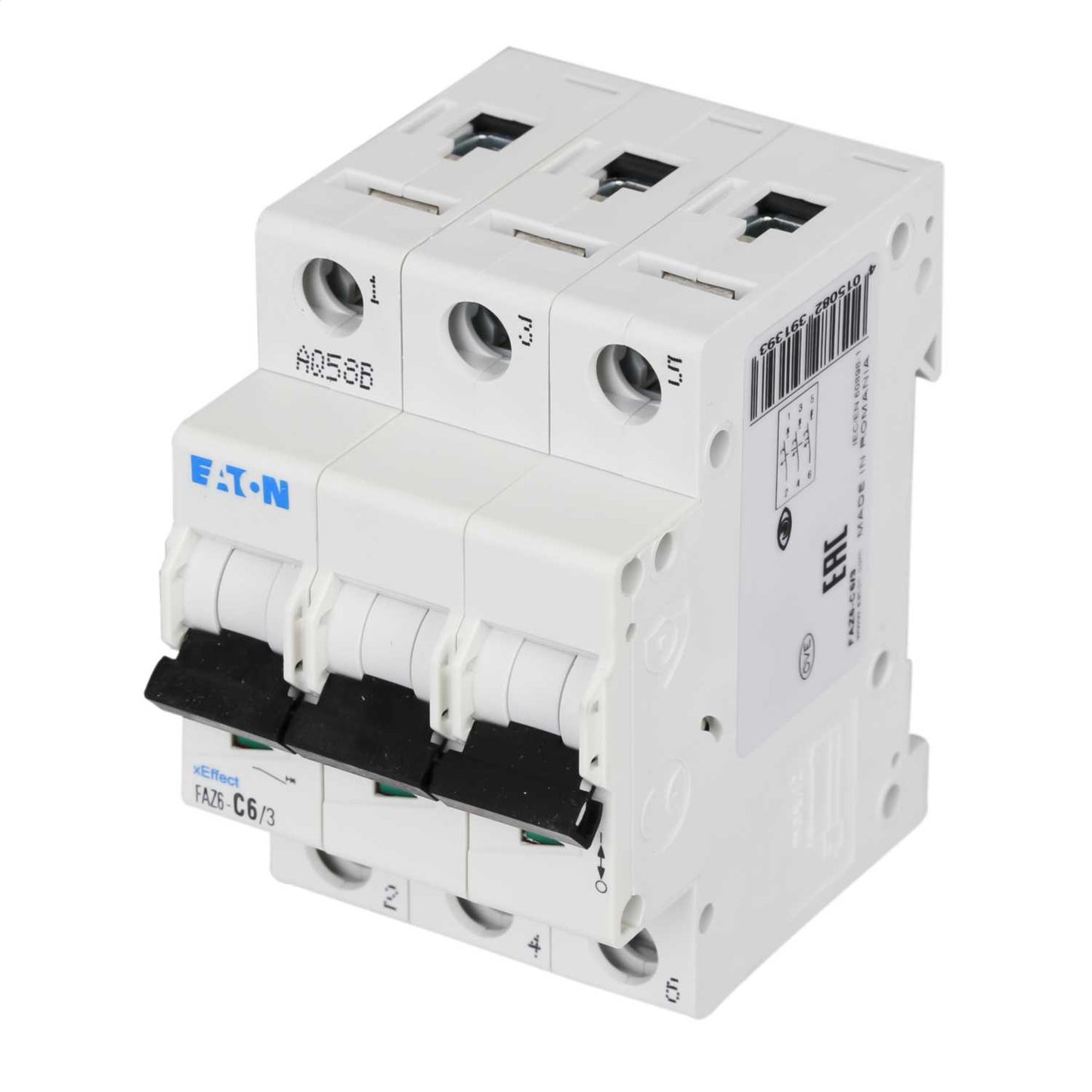 Moeller FAZ6-C6/3 6A Triple Pole 6kA C Curve MCB