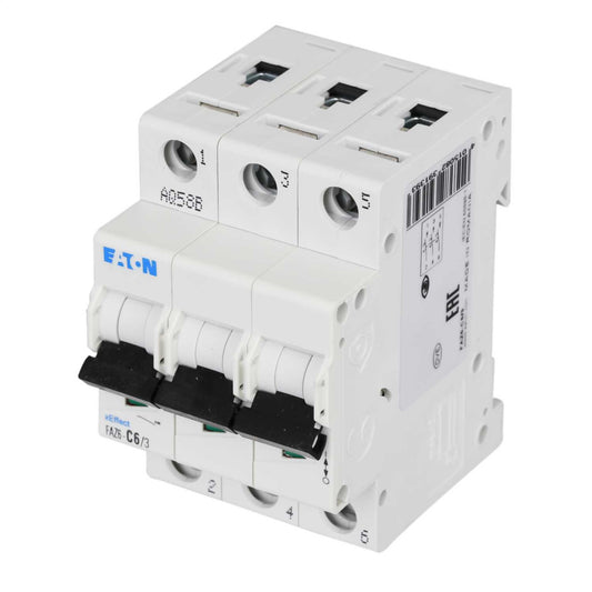 Moeller FAZ6-C6/3 6A Triple Pole 6kA C Curve MCB
