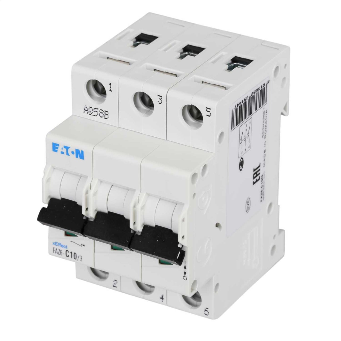 Moeller FAZ6-C10/3 10A Triple Pole 6kA C Curve MCB