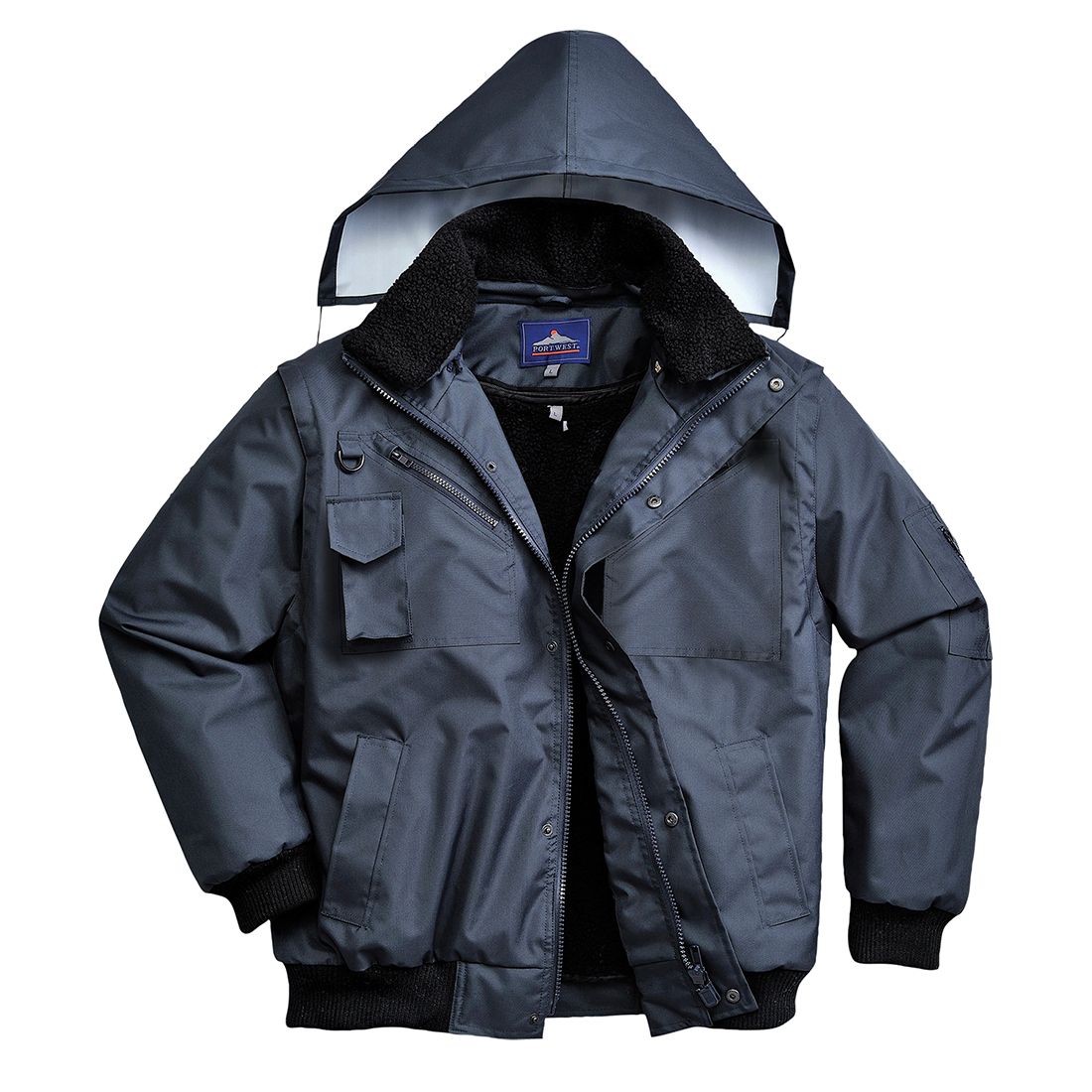 4-in-1 Bomber Jacket, L, R, Navy