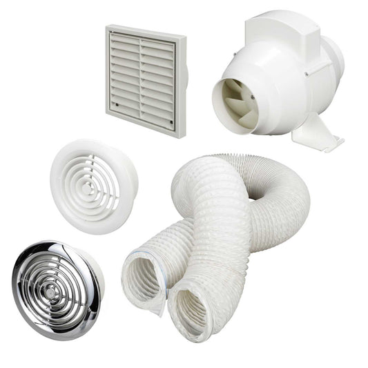 National Ventilation Monsoon 4" In-Duct Mixed Flow Shower Fan Kit with Timer