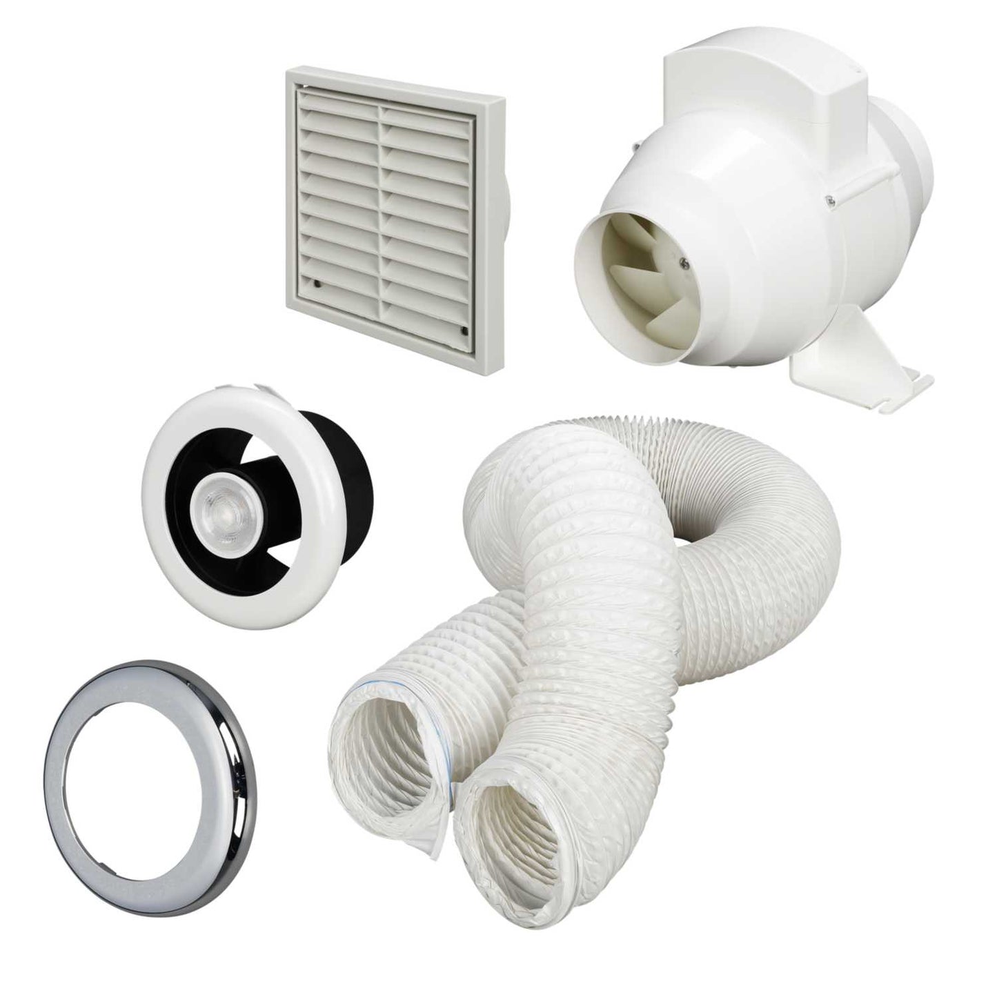 National Ventilation Monsoon 4" In-Duct Mixed Flow Shower Fan / LED Light Kit with Timer