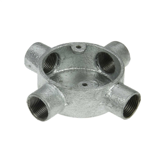 4 Way Intersection Galvanised Conduit Box (Sold in 1's)