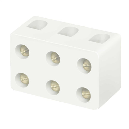 15A 3 Pole Porcelain Connector Block (Sold in 1's)