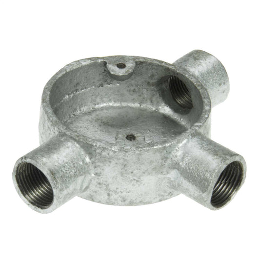 25mm 3 Way Tee Galvanised Conduit Box (Sold in 1's)