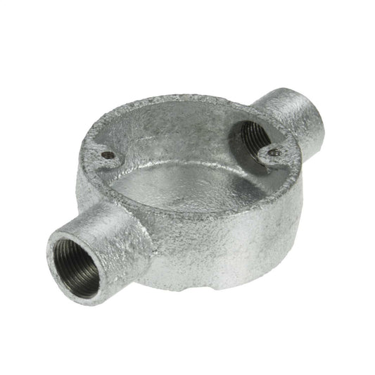 20mm 2 Way Through Galvanised Conduit Box (Sold in 1's)
