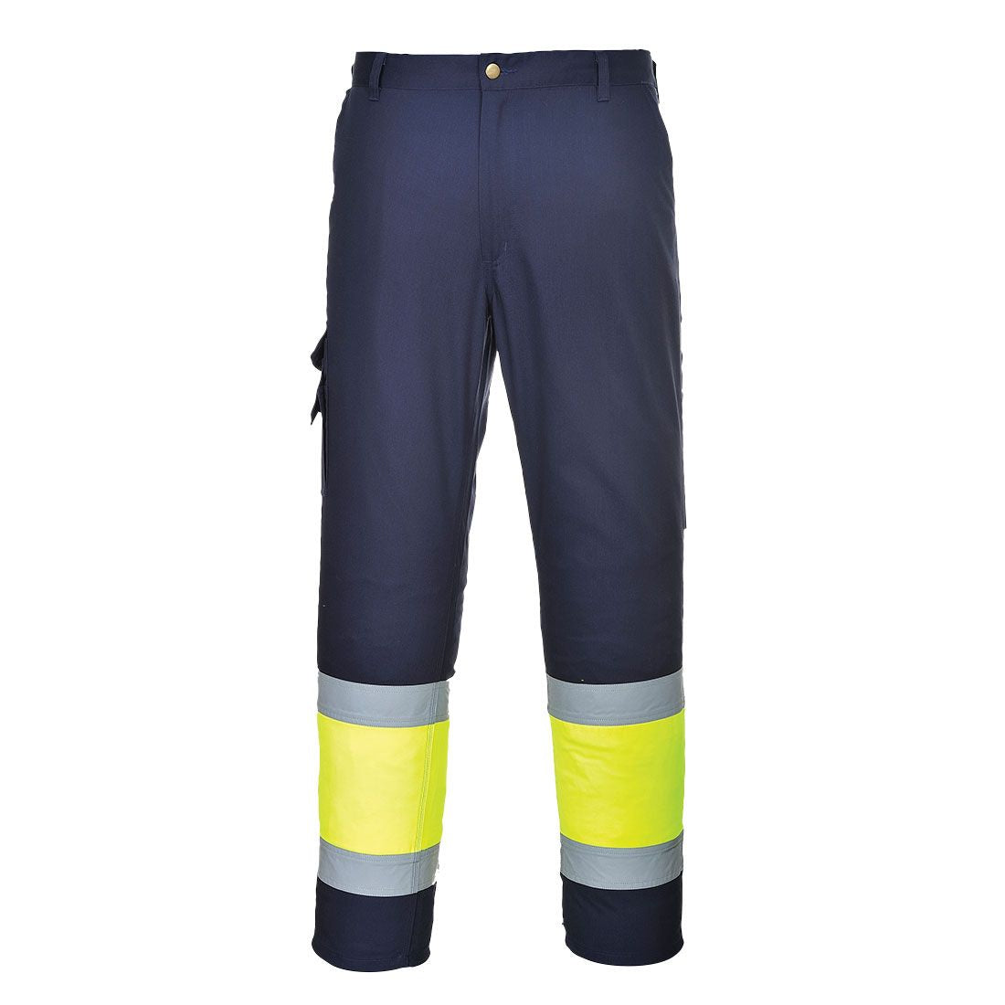 Hi-Vis Contrast Class 1 Service Trousers, L, R, Yellow/Navy