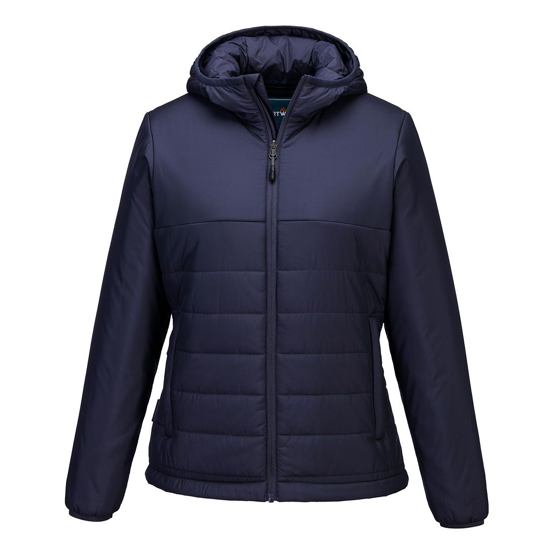 Professional Women's Hooded Insulated Baffle Jacket, L, R, Navy