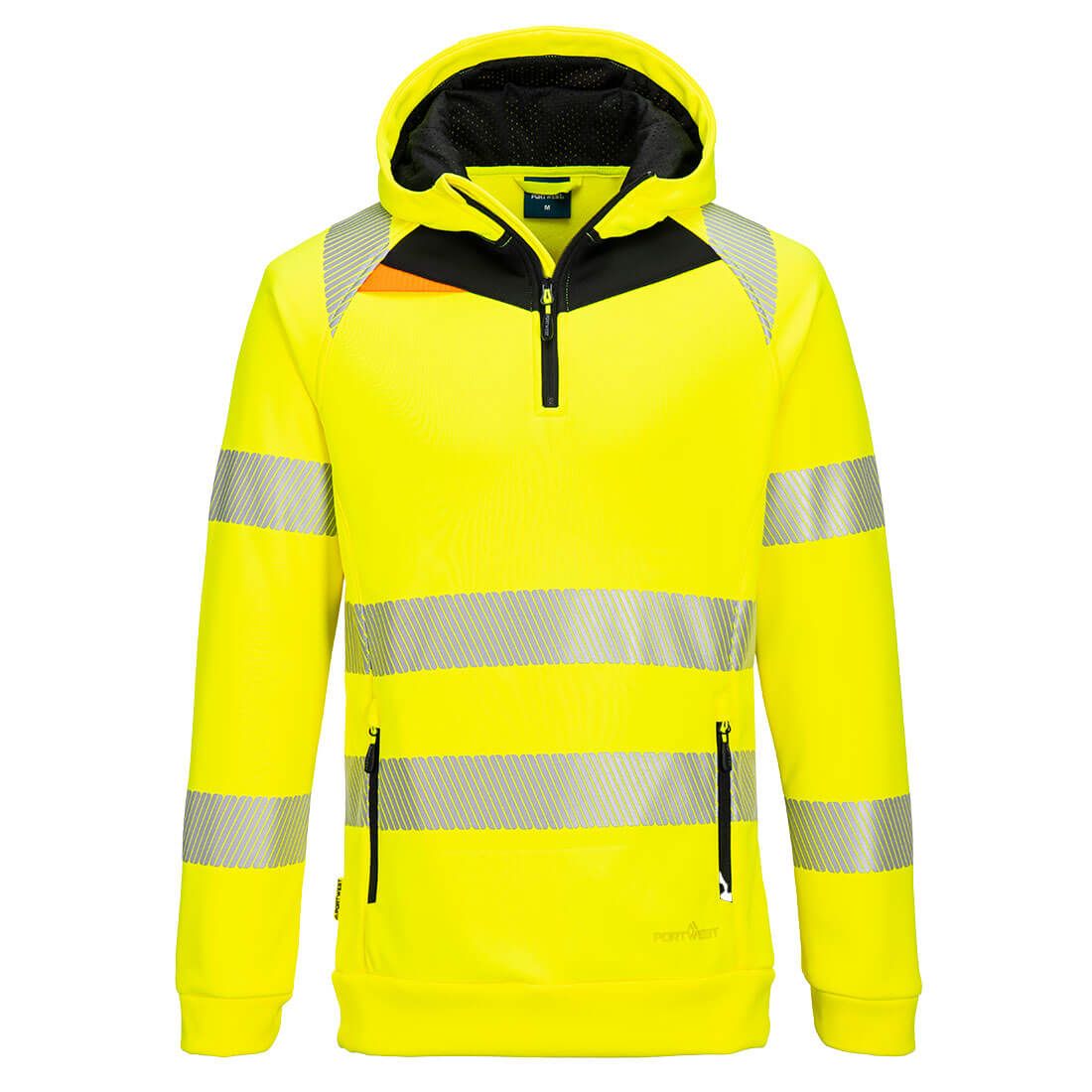 DX4 Hi-Vis 1/4 Zip Hoodie, 4XL, R, Yellow/Black