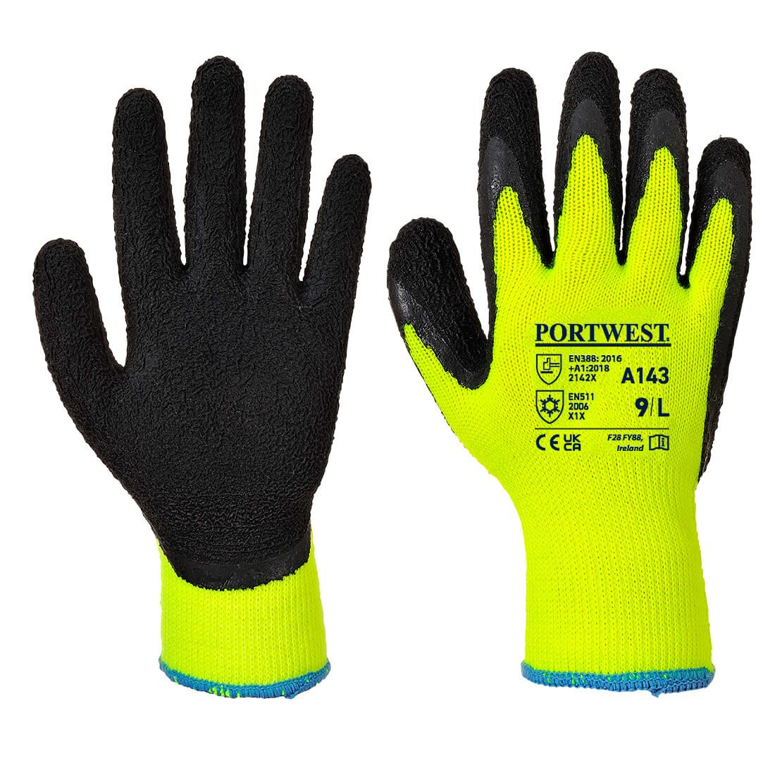 Thermal Soft Grip Glove, M, R, Yellow/Black
