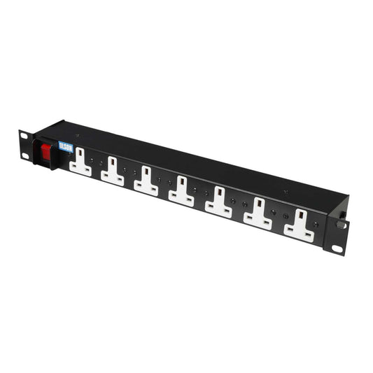 Olson 7 Way 1U 19" Horizontal Rack Mounted PDU with 13A Plug