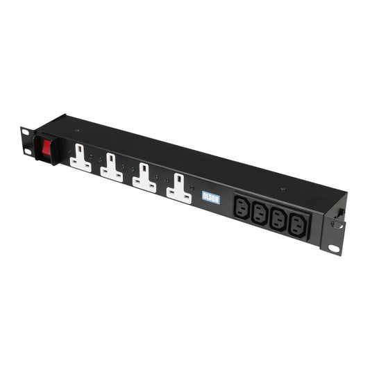 Olson 8 Way 1U 19" Horizontal 4 x UK 13A and 4 x C13 10A Rack Mounted PDU + 13A Plug