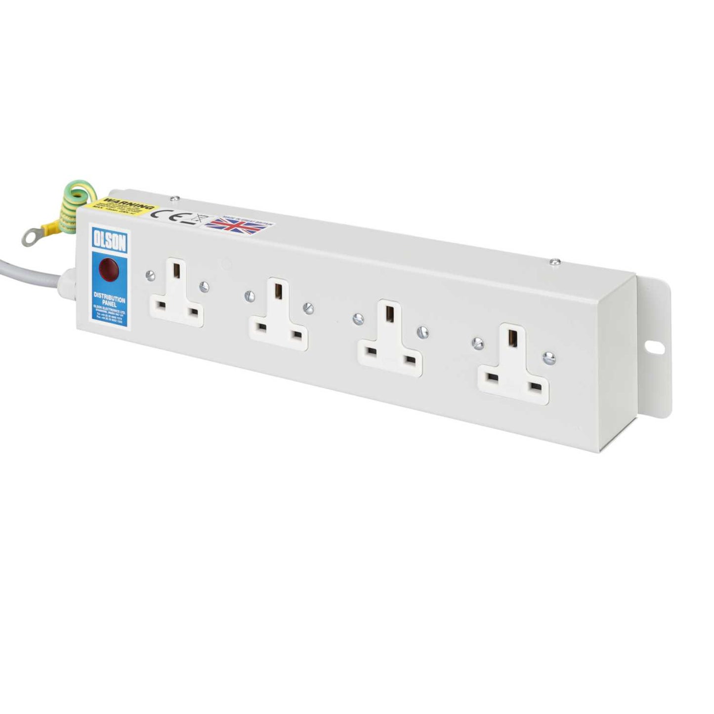 Olson 13A 4 Way Unswitched Socket with Neon 13A Plug PDU