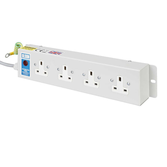 Olson 13A 4 Way Unswitched Socket with Neon 13A Plug PDU