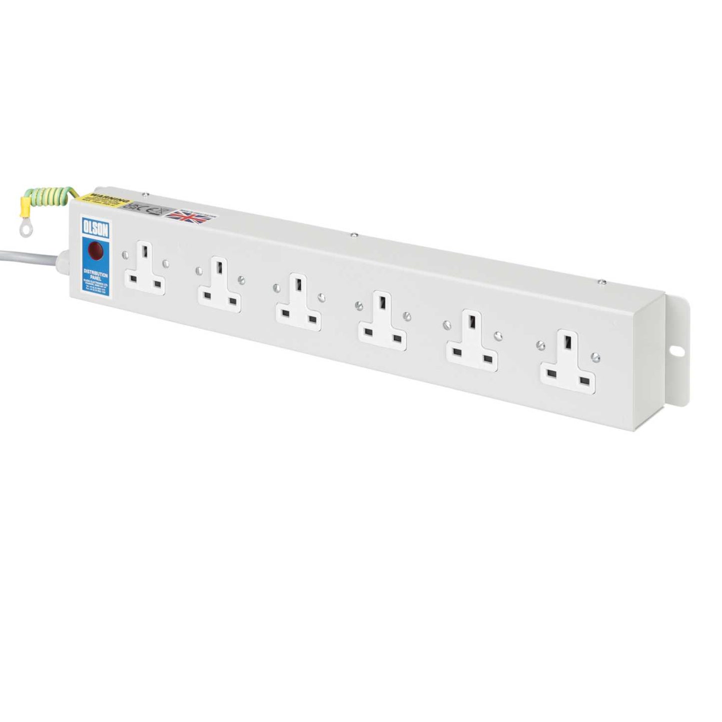 Olson 13A 6 Way Unswitched Socket with Neon 13A Plug PDU