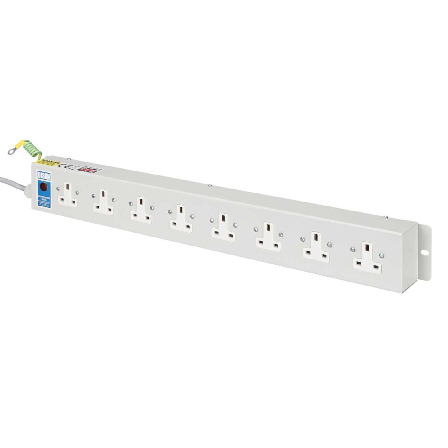 Olson 13A 8 Way Unswitched Socket with Neon 13A Plug PDU