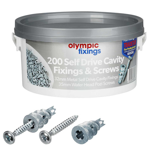 Olympic Fixings Trade Tub Metal Cavity Fixings and Screws (Tub of 200)