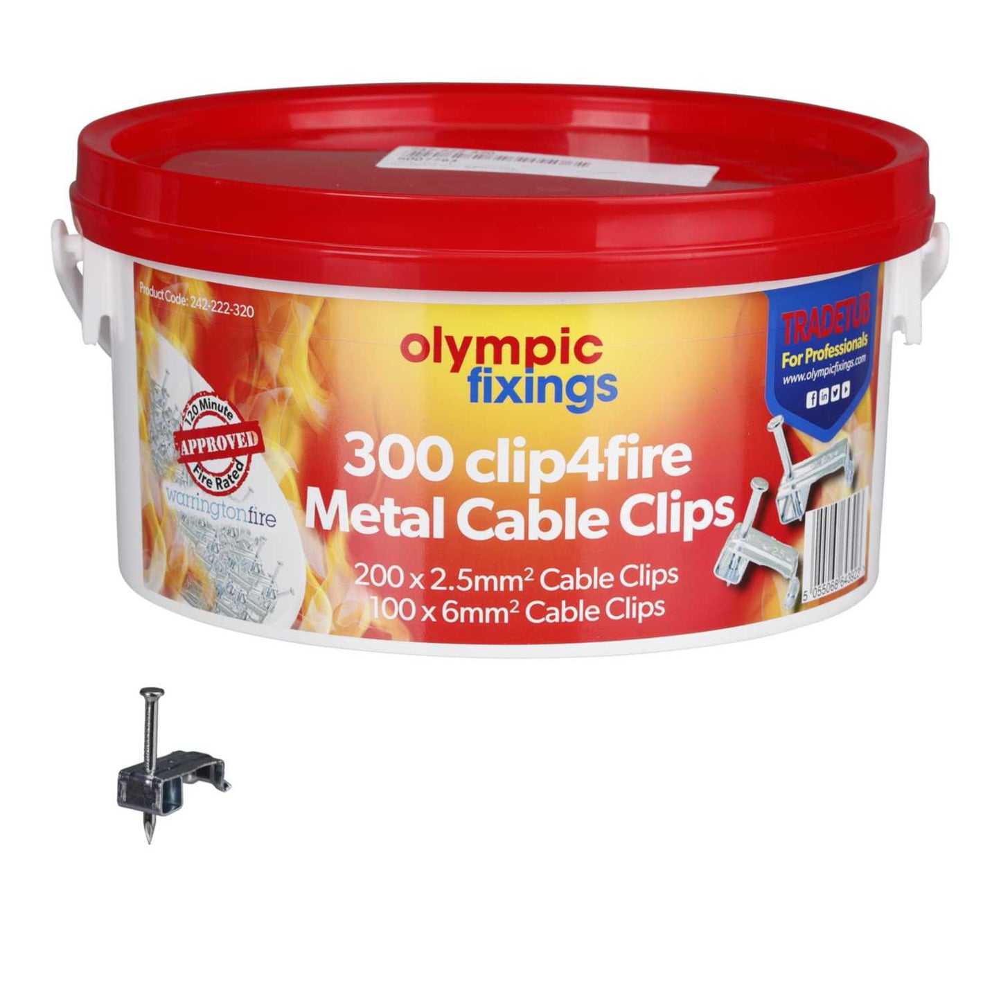 Olympic Fixings Clips4fire 1 - 2.5mm and 6mm Trade Tub (Tub of 300)