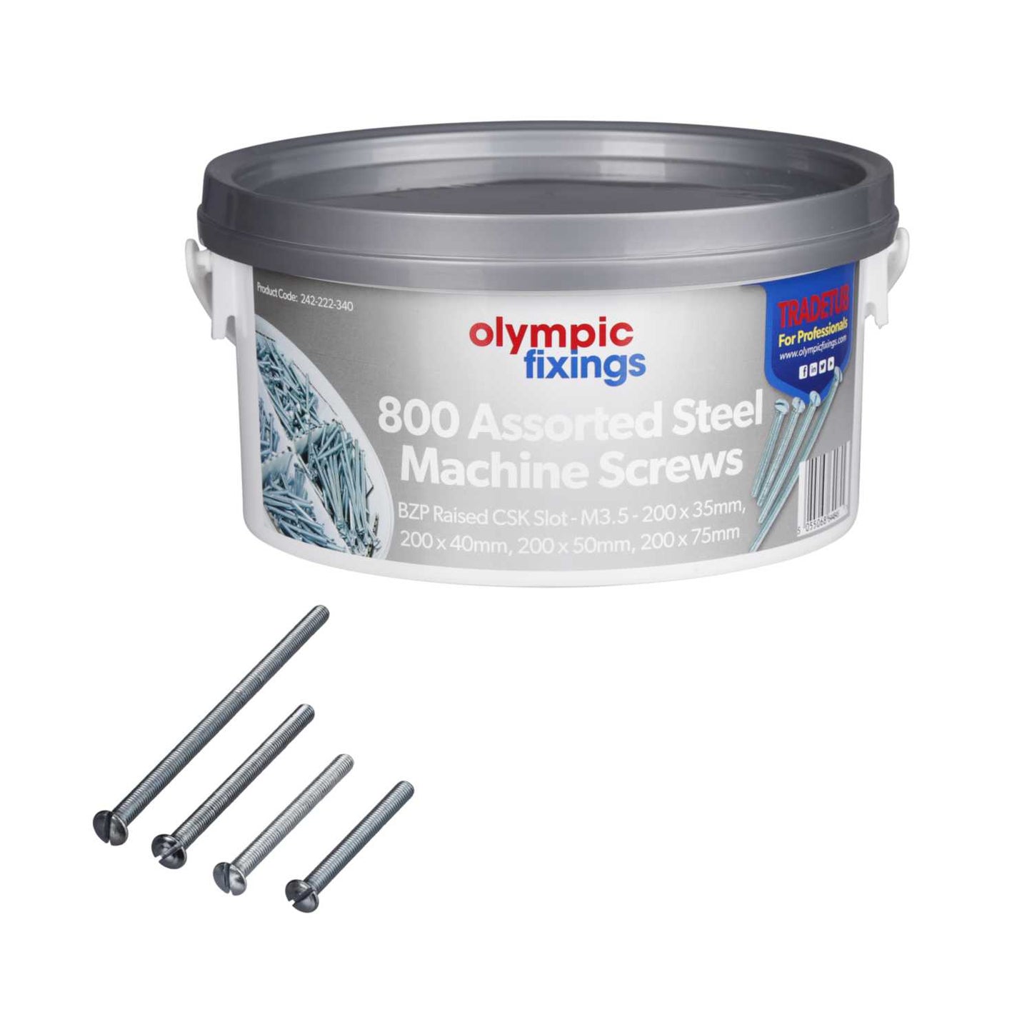 Olympic Fixings M3.5 Steel Machine Screws Trade Tub (Tub of 800)