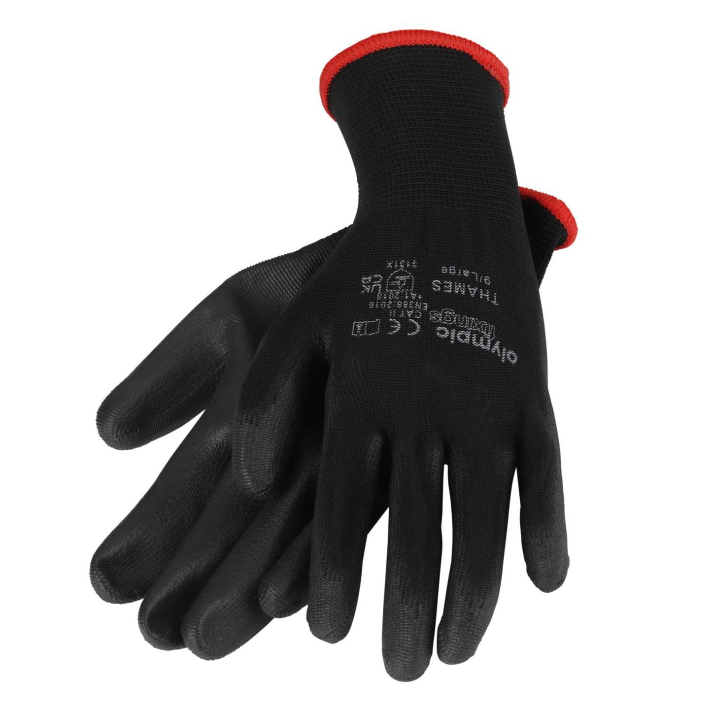 Olympic Fixings Thames Size 9/L PU Coated Work Gloves Black